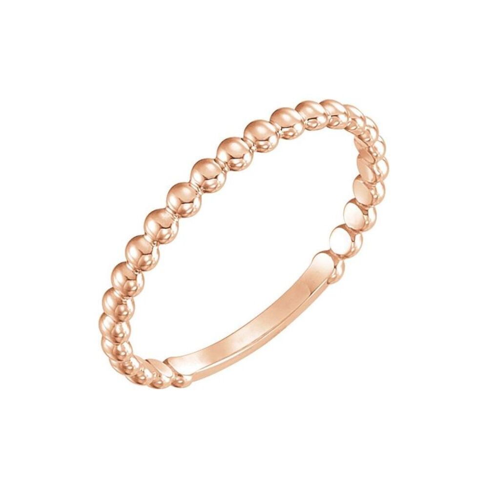 14k Rose Gold Stackable Bead Ring For Anniversary… - image 1